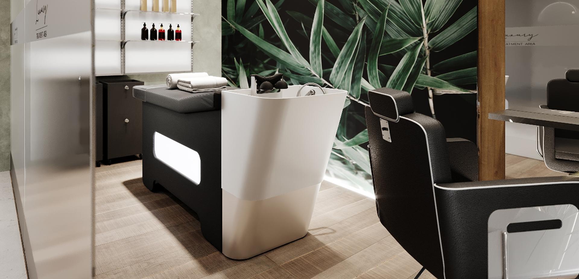 Komfortable Waschanlage im Salon