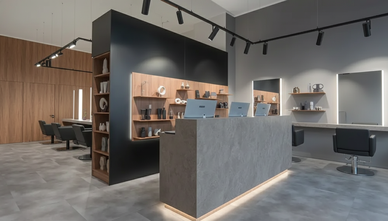 3D-Visualisierung eines geplanten Friseursalons